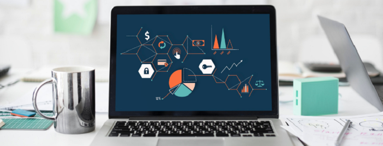laptop screen with graph
